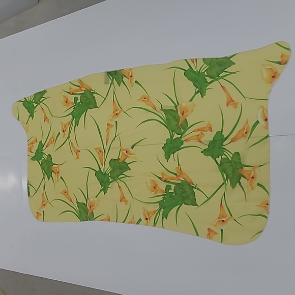 Scarf Wrap Buttery Yellow Calla Lillies Floral Sheer Chiffon Vintage Lightweight - Picture 3 of 8